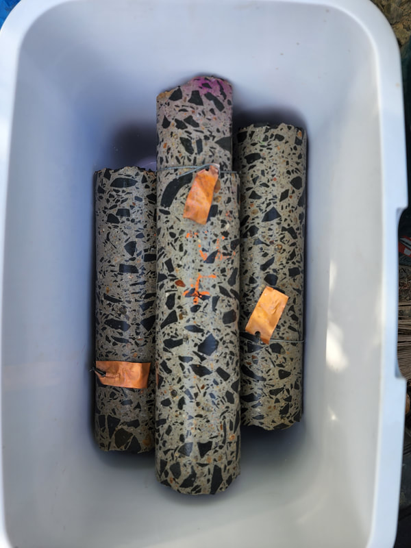 Core samples taken from bridge awaiting further processing