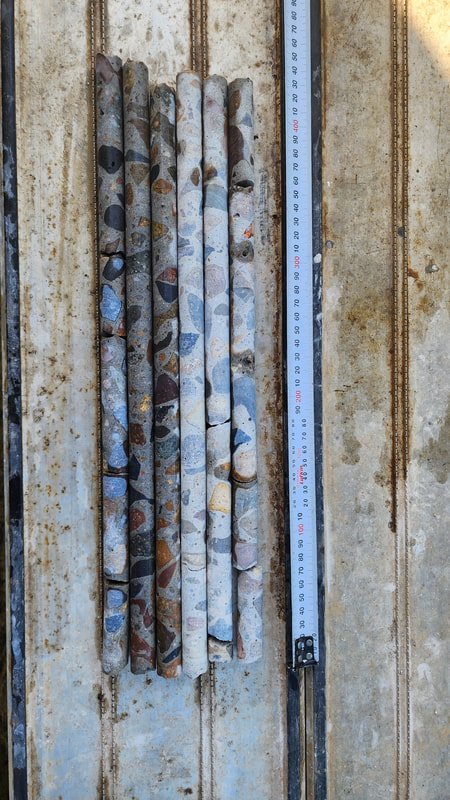 Core sampling of concrete bridge for aggregate testing
