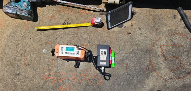Cover meter used for reinforcement depth measurement in concrete